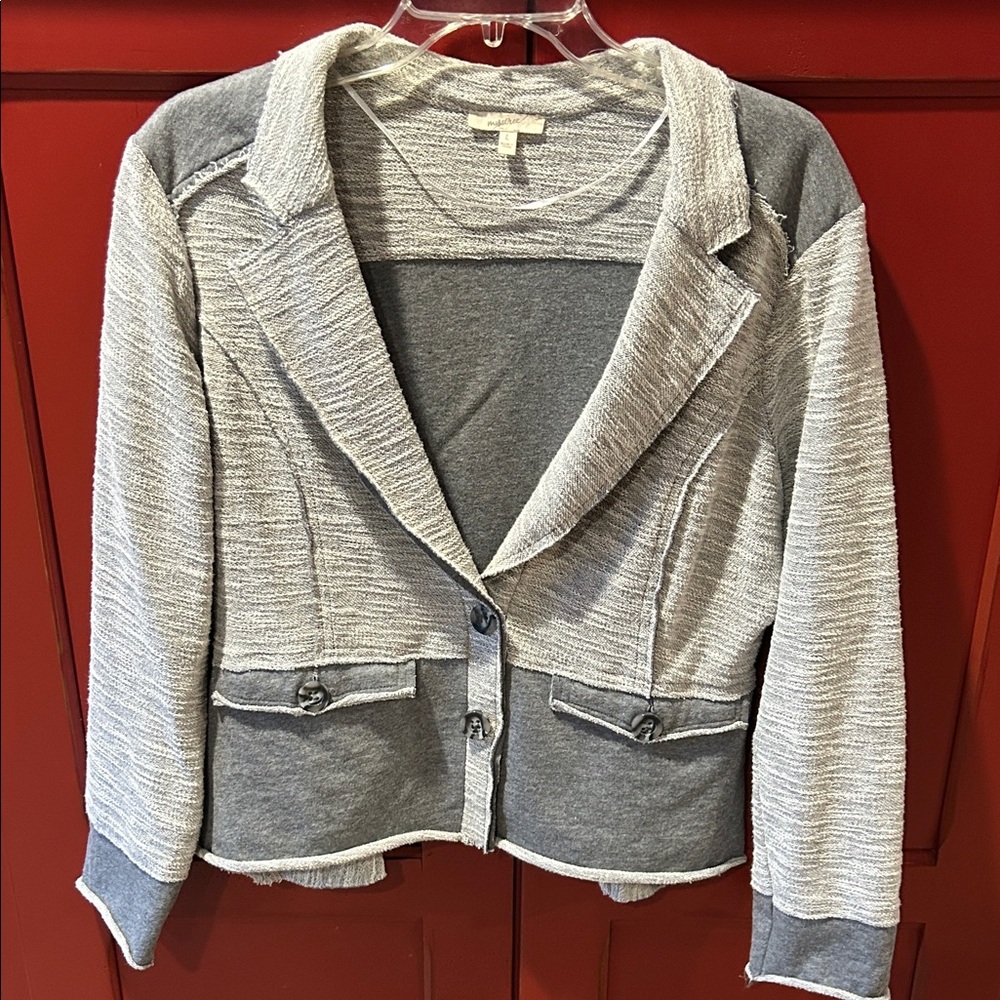 Mystree Gray and Cream Women's Blazer - Size Large